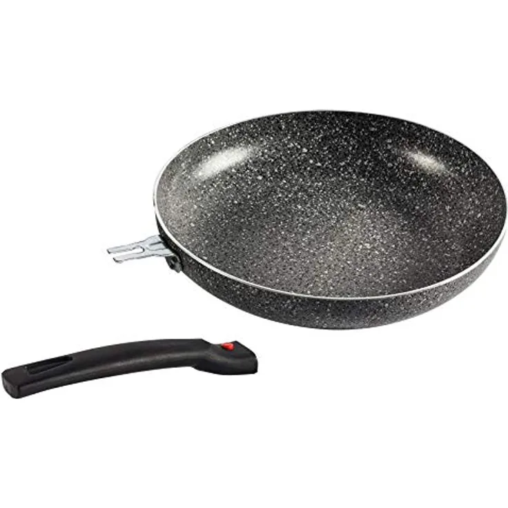 BERGER Pfanne Stone Rock mit abnehmbaren Griff und hochwertiger Antihaftbeschichtung innen - 28 cm
