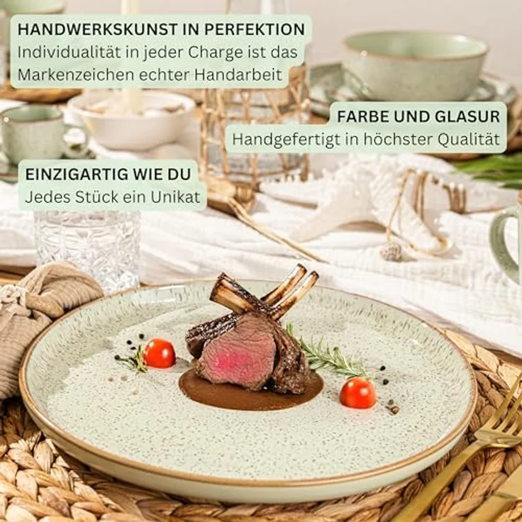 Sänger Rio Minze Tafelservice, 18-teilig, kratzfestes Steingut, rund, grün, für Essen & Trinken – Bild 5