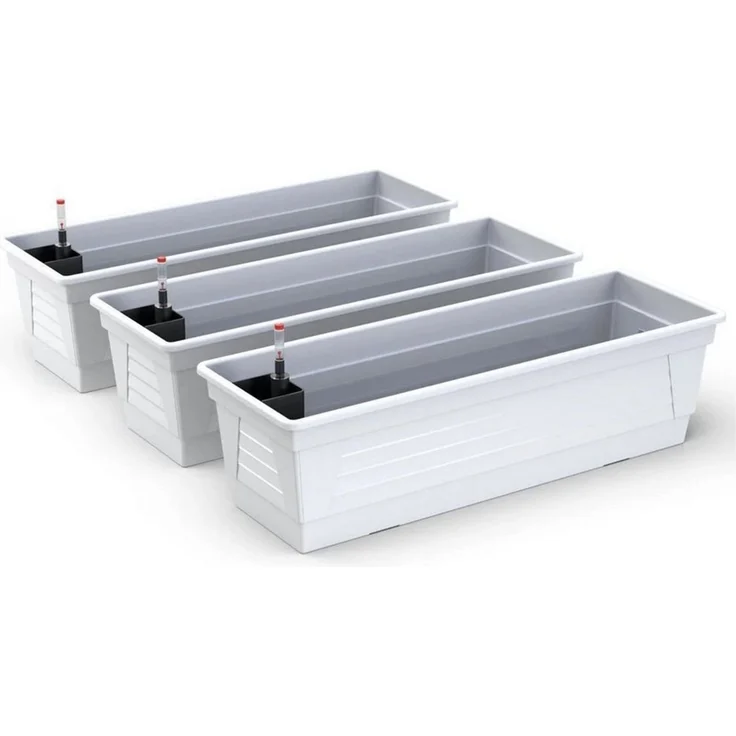 Plastard Blumenkasten, 3er-Set Pflanzkasten mit Hydroeinsatz & Wasserstandsanzeiger (3er-set, 3er-Set mit Hydroeinsatz & Wasserstandsanzeiger 60 cm, 80 cm 100 cm), Witterungs- und UV-Beständigkeit – Bild 5