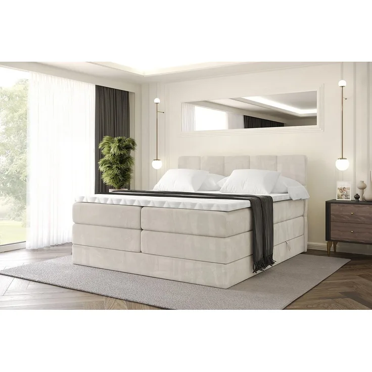 ALTDECOR Boxspringbett LIRO KING (Multipocket-Matratze H4, H3 Matratze Bonellfederung, Topper, Kopfteil)