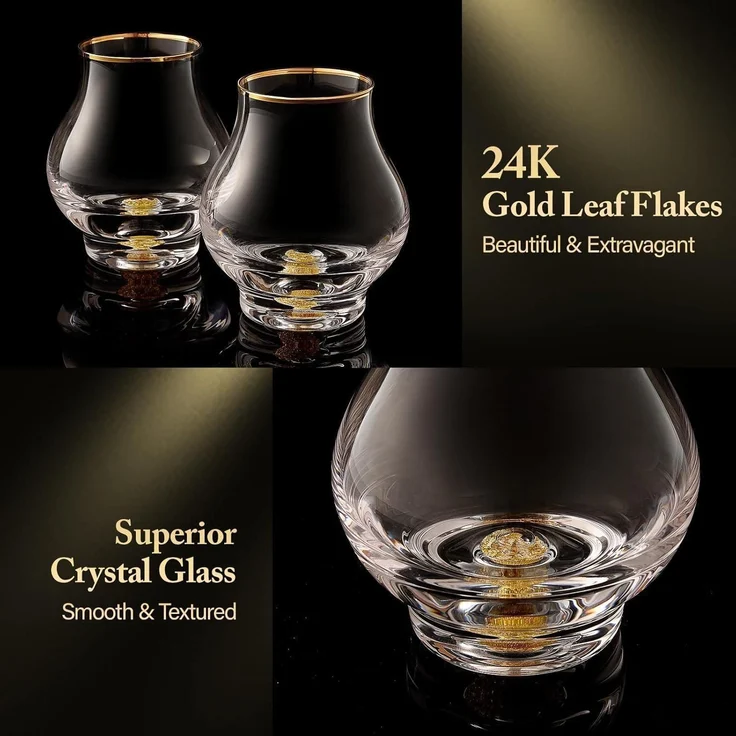 Whiskygläser 2er 205ml 24K Geschwungenes Schnapsglas 2 Pcs – Bild 3