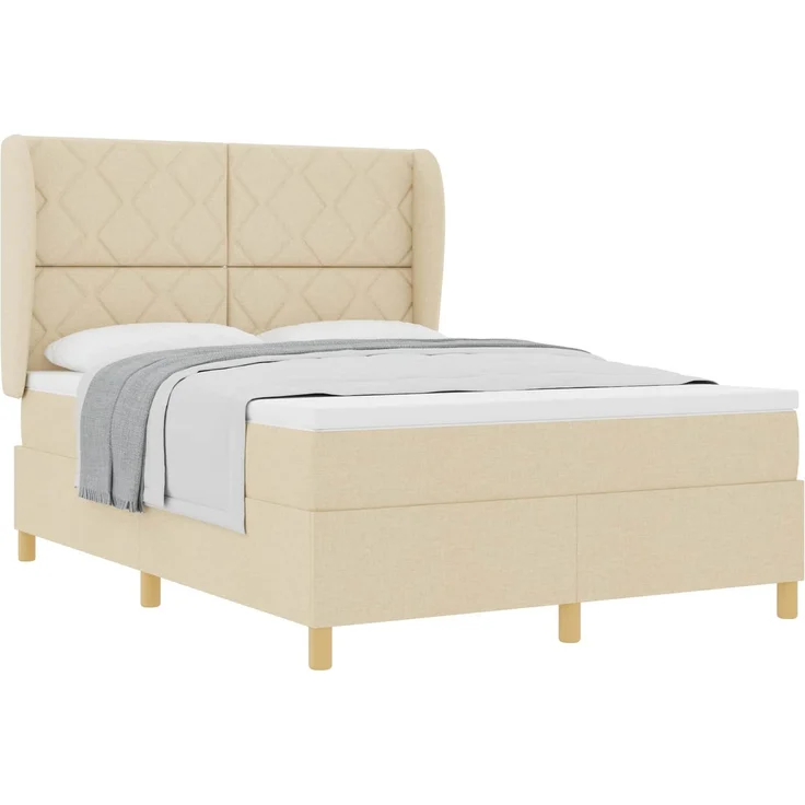 vidaXL Boxspringbett mit Kopfteil Creme 190 x 140 cm Stoff 3340814 – Bild 2