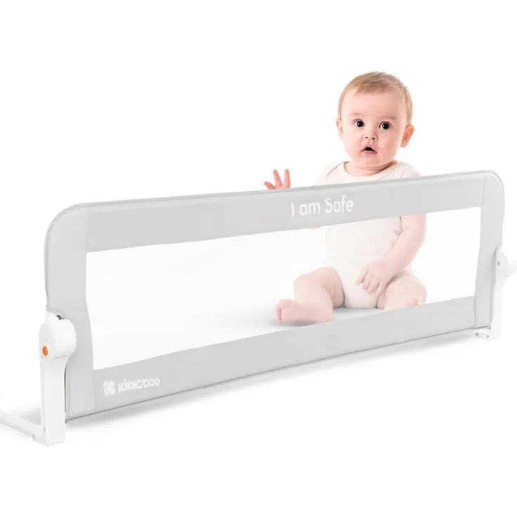 Kikkaboo Bettschutzgitter I am safe 150 cm, klappbar, Bettgitter, ab 18 Monaten hellgrau