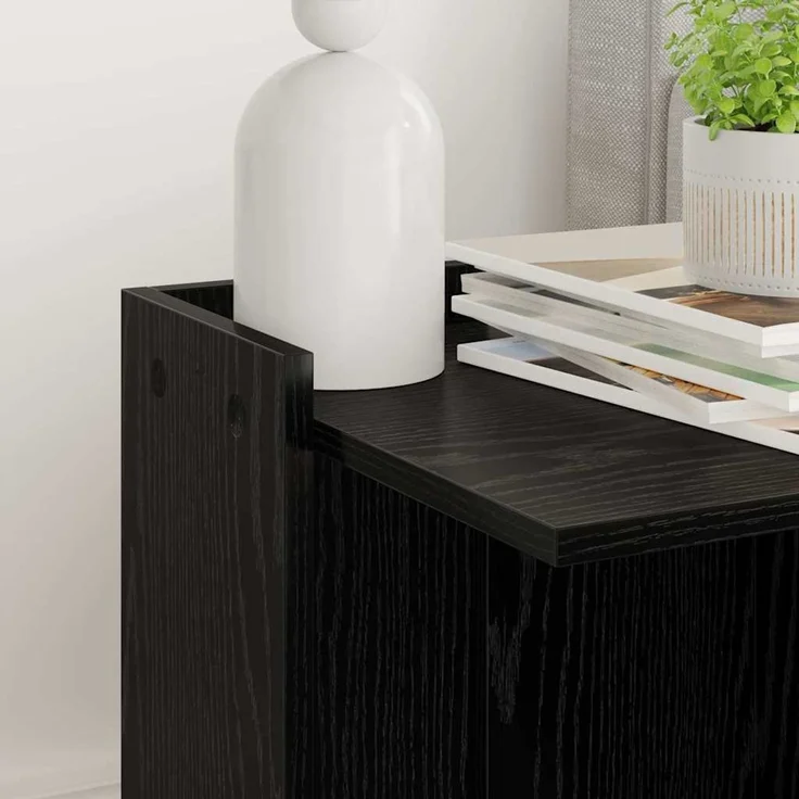 vidaXL Katzenstreu Box Umzäunung Schwarz Eichen-Optik 42 x 42 x 51 cm 886271 – Bild 4