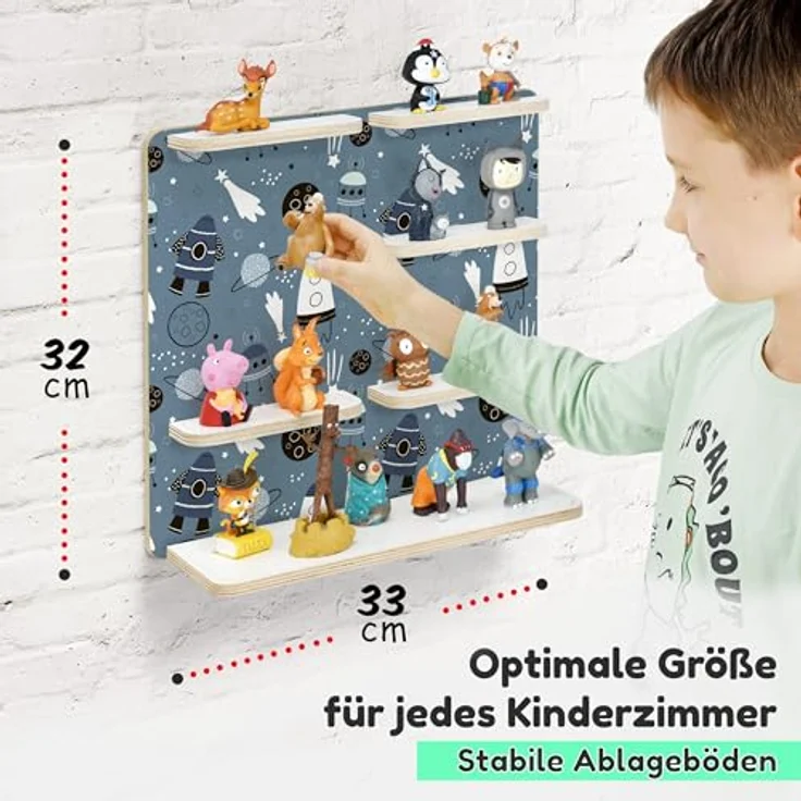 stadtecken Holzregal für Musikbox – Passend für Toniebox & ca. 40 Tonies | Perfekte Aufbewahrung fürs Kinderzimmer | Zum Aufhängen | Erweiterbar (Universum ohne Musikbox) – Bild 3