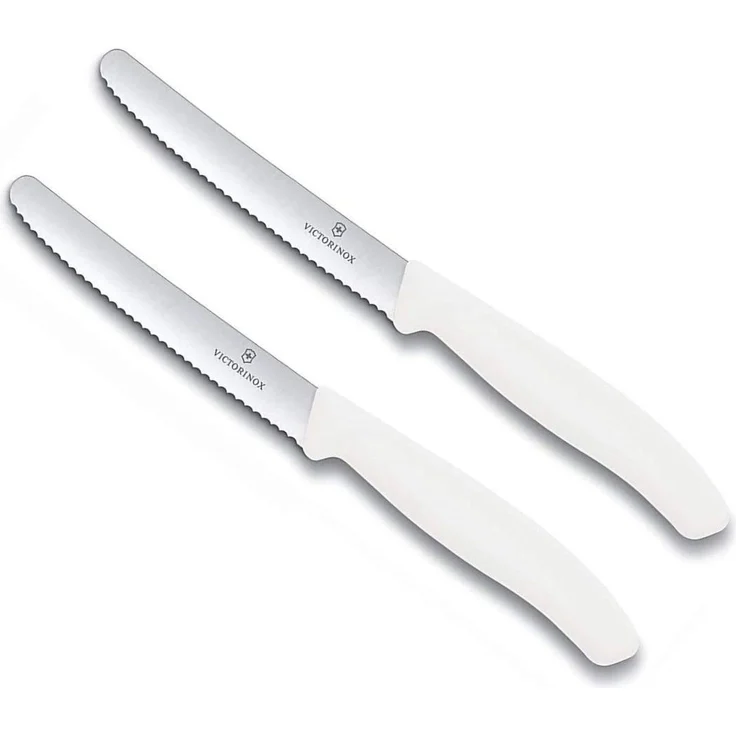 Victorinox | Swiss Classic Tafelmesser-Set | 2-teilig | ergonomische Griffe | Wellenschliff | spülmaschinenfest | elegant in Weiß – Bild 1