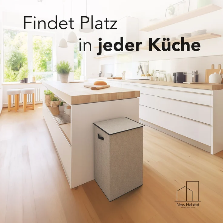 NewHabitat Müllsackständer Gelber Sack Ständer 70L – Gelber Sack Mülleimer mit Klappdeckel, Grau – Bild 7
