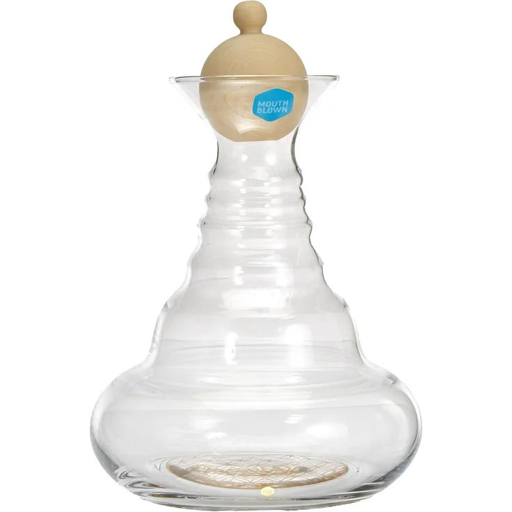 Karaffe Alladin 1,3l Gold - Blume des Lebens - Zirbenholzstöpsel - mundgeblasen – Bild 2