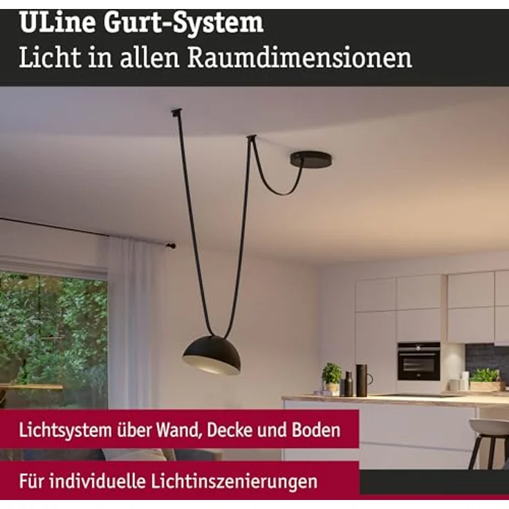 Paulmann Pendelleuchte Bol Uline, 12W LED, Aluminium schwarz, 3000K warmweiß Licht, Ø 30 cm – Bild 2