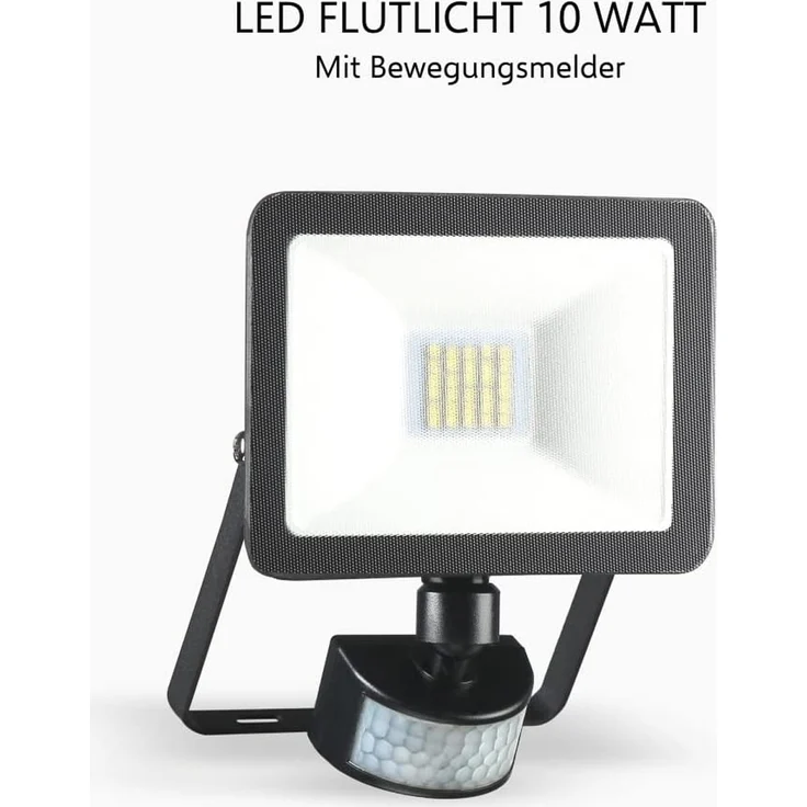 LED Flutlichtstrahler mit Bewegungsmelder Schwarz, 10 Watt, IP54 – Bild 1