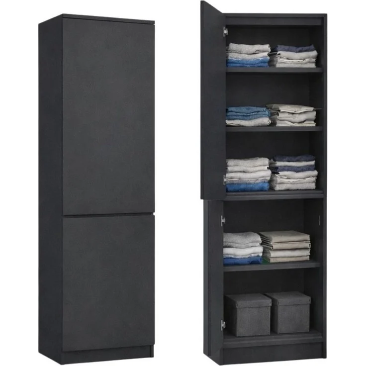 Home Collective Kleiderschrank Garderobenschrank Mehrzweckschrank Schrank platzsparend & vielseitig (50 x 40 x 180,5 cm (BxTxH), ideal für Schlafzimmer Flur & Arbeitszimmer) mit 2 Türig & 5 Einlegeböden in anthrazit – Bild 5