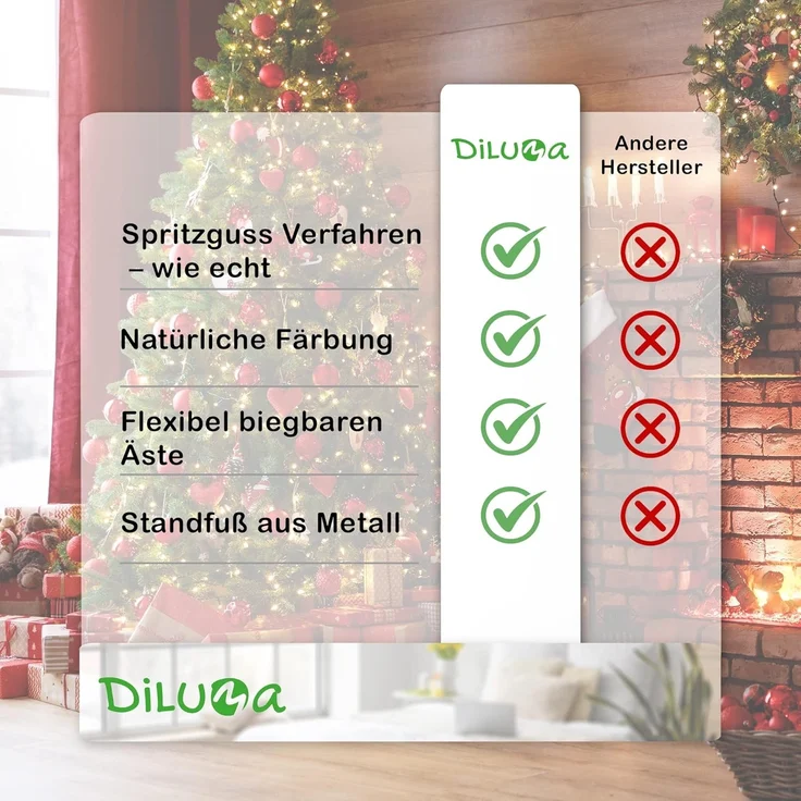 DILUMA Künstlicher Weihnachtsbaum Spritzguss Weihnachtsbaum Künstlich wie echt Tannenbaum Christbaum – Bild 6