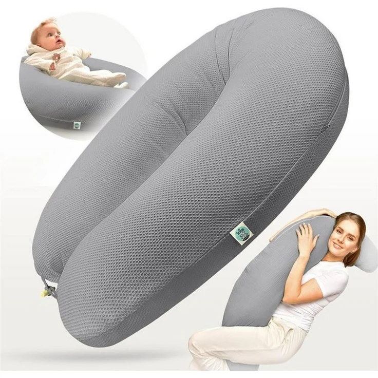 SEI Design Stillkissen StillkissenXXL Seitenschläferkissen 190x30 – Ergonomisch Baumwollbezug, Schwangerschaftskissen mit Bezug, Schwangerschaftskissen mit Bezug, elastischer Waffeljersey Bezug – Bild 4