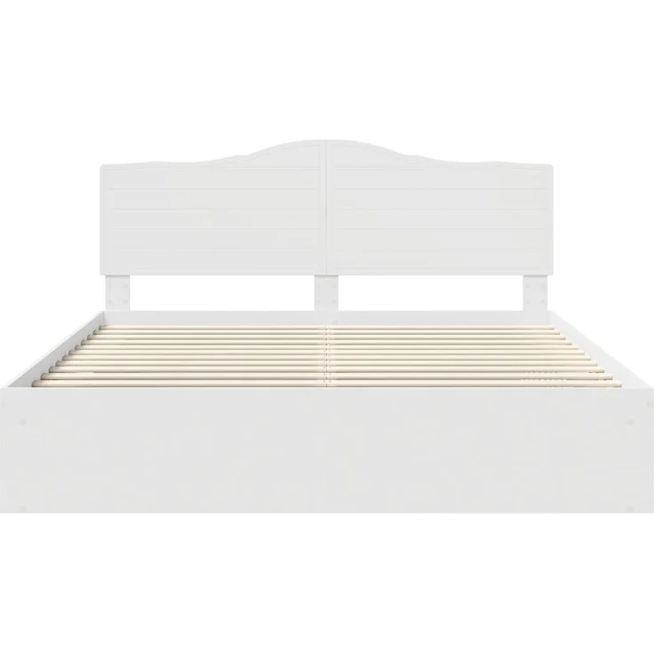 vidaXL Bettrahmen mit Kopfteil Weiß 200 x 200 cm Massives Kiefernholz 3413263 – Bild 6