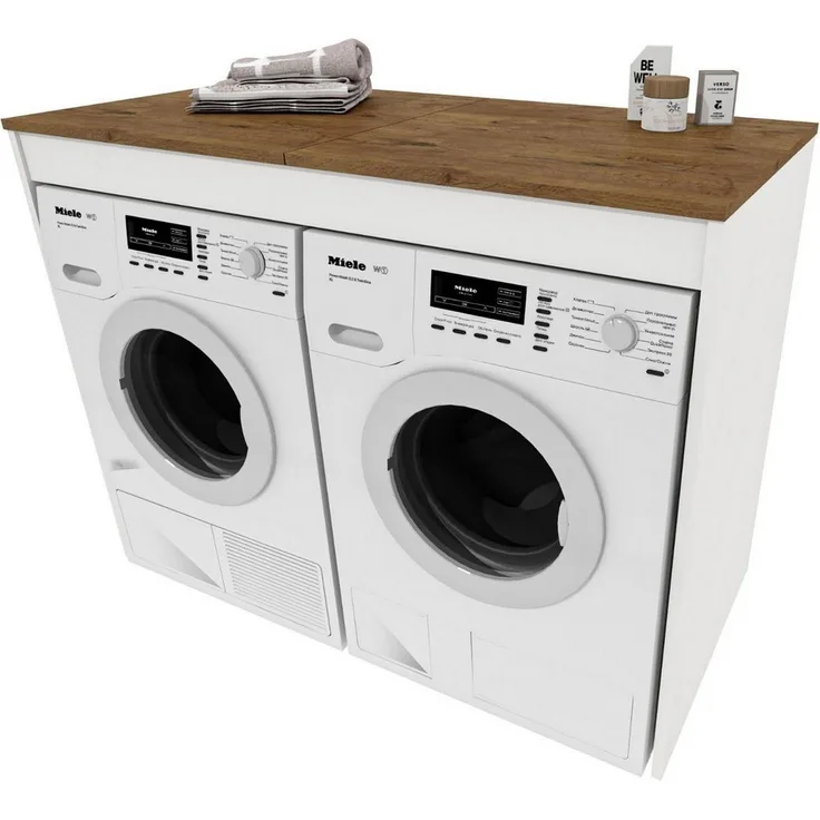 Raumhirsch Furniture Waschmaschinenumbauschrank Waschmaschinenschrank für Waschmaschine & Wäschetrockner (7 Farben lieferbar) für zwei Geräte geeignet