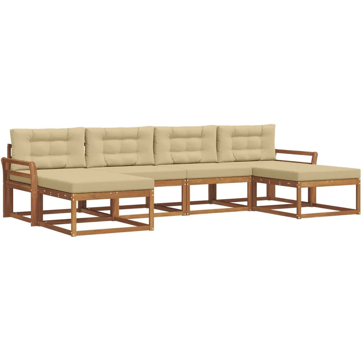 vidaXL Outdoor-Sofagarnitur 6 stk. 6-Sitzer Natur und Beige 3367966 – Bild 2