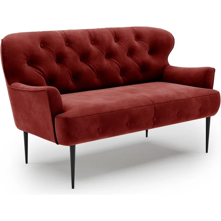 CAVADORE 2-Sitzer Küchensofa Amba, Trendige Sitzbank für Küche oder Esszimmer / 153 x 97 x 87 / Hochwertiges Mikrofaser: Rot