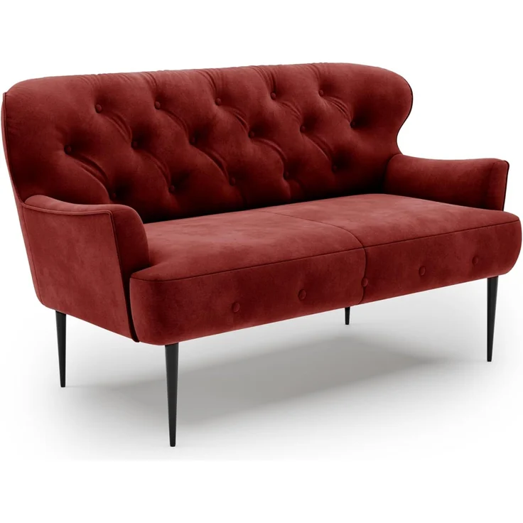 CAVADORE 2-Sitzer Küchensofa Amba, Trendige Sitzbank für Küche oder Esszimmer / 153 x 97 x 87 / Hochwertiges Mikrofaser: Rot