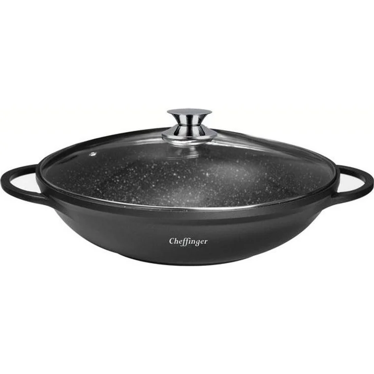 Cheffinger Wokpfanne mit Deckel ø40 cm - Marmorbeschichtung & Induktionsgeeignet – Bild 2