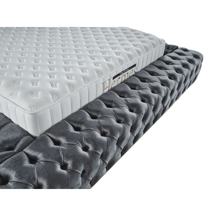 Schlafzimmer-Set "Liora" – Bett mit Bettkasten und Matratze, Nachttisch, Kommode-Anthrazit – Bild 3