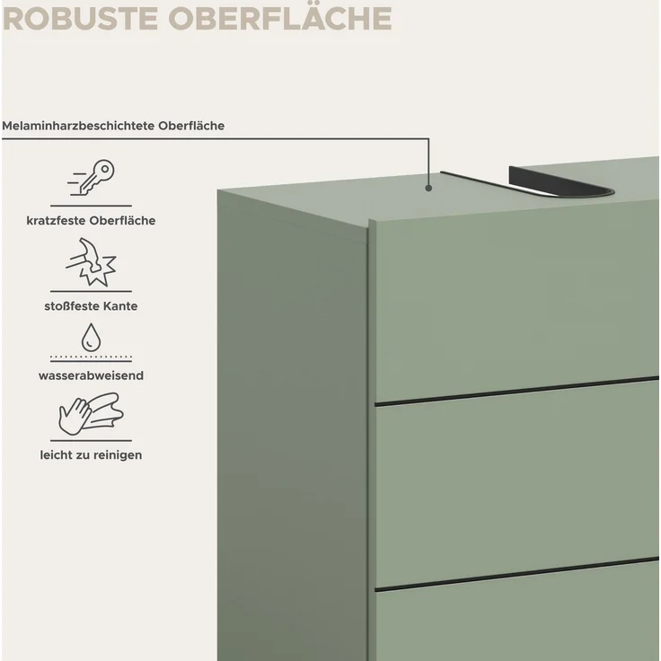 Waschbeckenunterschrank (B/H/T: 82x56x34 cm) in Smoke Green Nachbildung und schwarz – Bild 7
