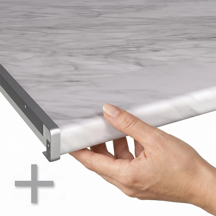 Küchenunterschrank R-Line Anthrazit Hochglanz/Weiß 80 cm mit 3 Schubladen Arbeitsplatte Marmor Vicco – Bild 3