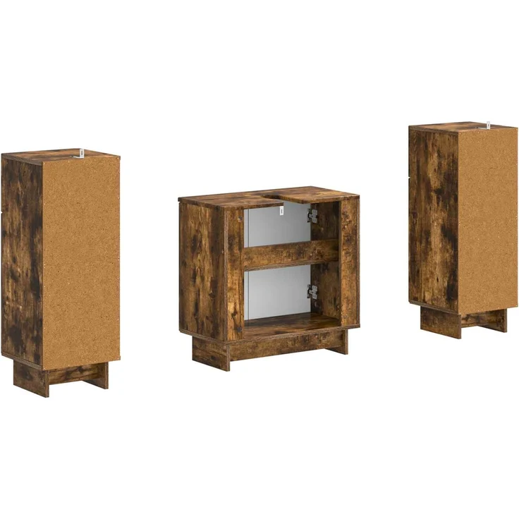 vidaXL 3-teiliges Badezimmer-Schranksystem EDE 3 stk. Raucheiche 3417986 – Bild 5