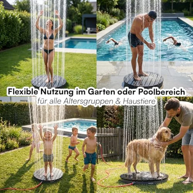 STEELSØN 'Samaya' Bodendusche rund, Gartendusche anthrazit/grau, Campingdusche wetterfest, Saunadusche, Fontänenhöhe bis zu 4m, inkl. Fußrad – Bild 9