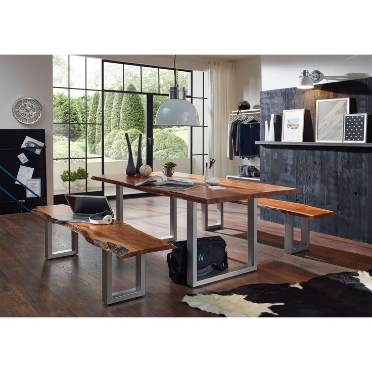 Baumbank Akazie 180x38x45 walnuss lackiert FREEFORM 2 #06 – Bild 5