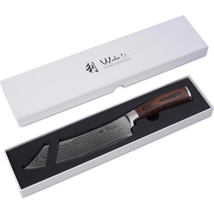 Wakoli Kochmesser Edib Damast BBQ- & Blockmesser I 20 cm Klinge I Pakkaholzgriff – Bild 2