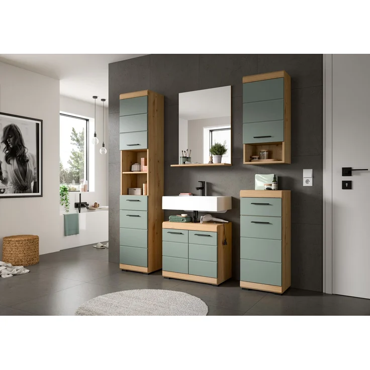 Xonox Scout Waschbeckenunterschrank (B/H/T: 60x56x34 cm) in Salbei und Artisan Eiche Nachbildung – Bild 5