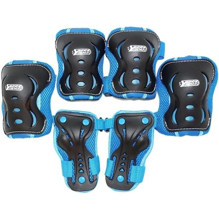 Best Sporting Schützer Set HQ, Kinder Knie-, Ellenbogen- und Handgelenkschützer, Größe XS/S M M, blau/schwarz – Bild 3