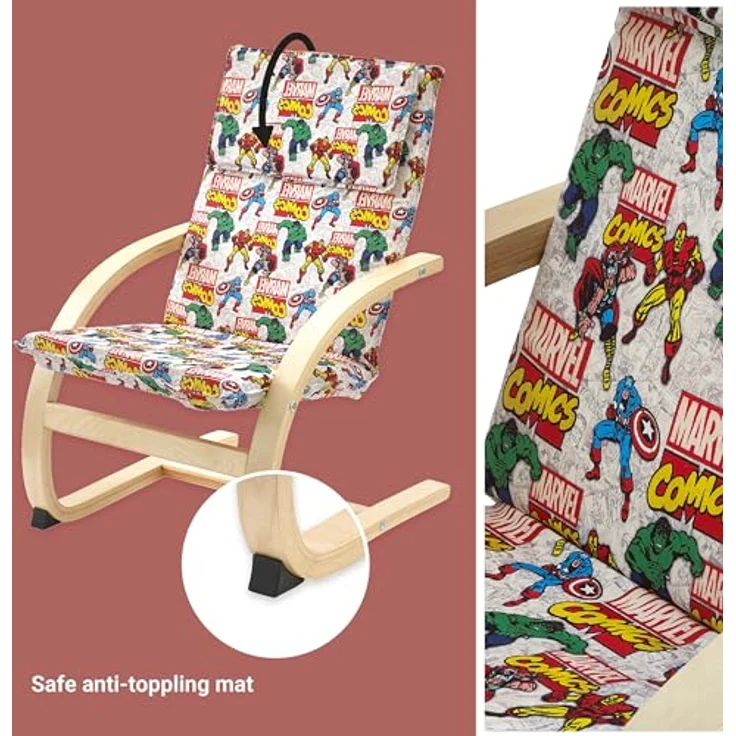 Marvel Avengers Kindersessel, Gestell aus natürlichem Birkenfurnier, trägt bis 30 kg, klein, mehrfarbig – Bild 6