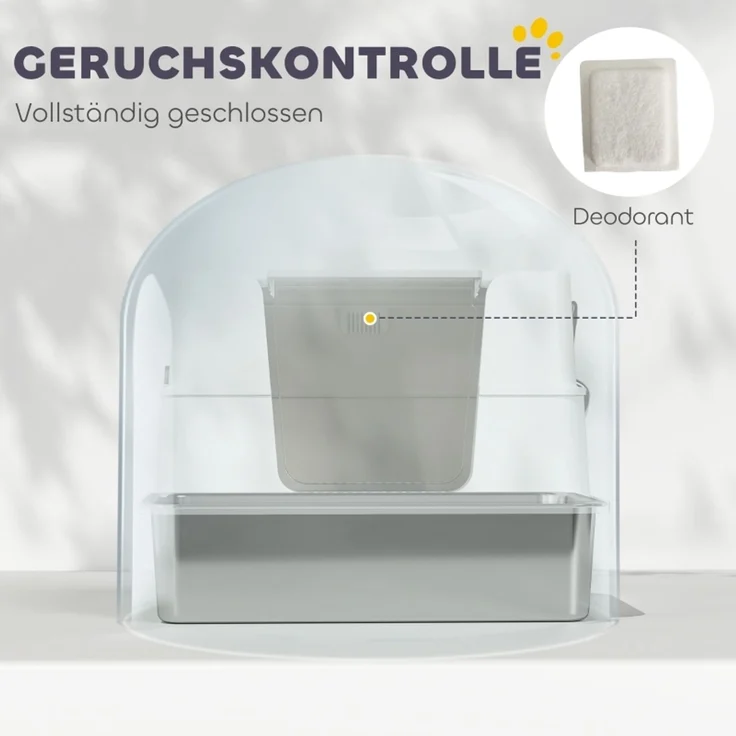 Katzentoilette, Edelstahl, XL-Innenraum, mit Schaufel, Hellgrau--Hellgrau--60.2x40.2x44.5cm--YOUDENOVA – Bild 6