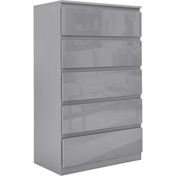 HTI-Living Kommode Kommode Kenji 5 Schubladen Hochglanz Grau (Stück, 1 St, 1 Kommode), Sideboard