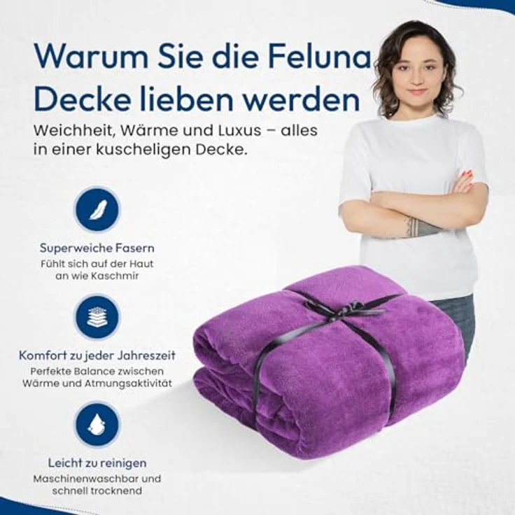 Wohndecke FELUNA Coral Fleece Kuscheldecke XXL – Superweicher Cashmere-Touch, Feluna, Tagesdecke Kaschmir-Touch 220 x 200 cm – Bild 8