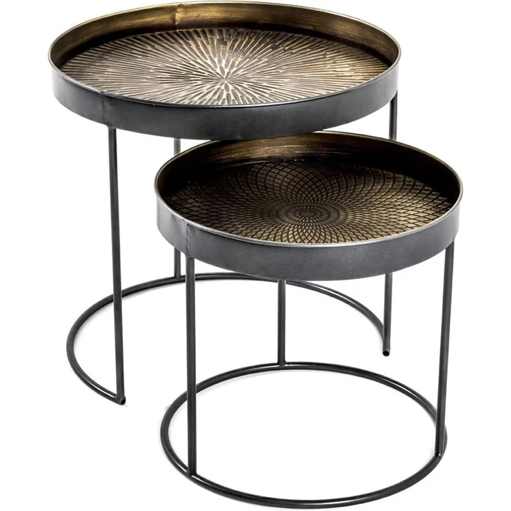 Beistelltisch-Set Celine / Celle, Braun, Schwarz – Bild 1
