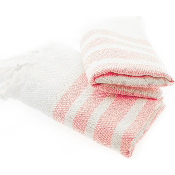 Turquoise Home 4er Pack Pestemal Küchetuch Handtuch 50x90cm Putztuch Badetuch Weiß-Pink