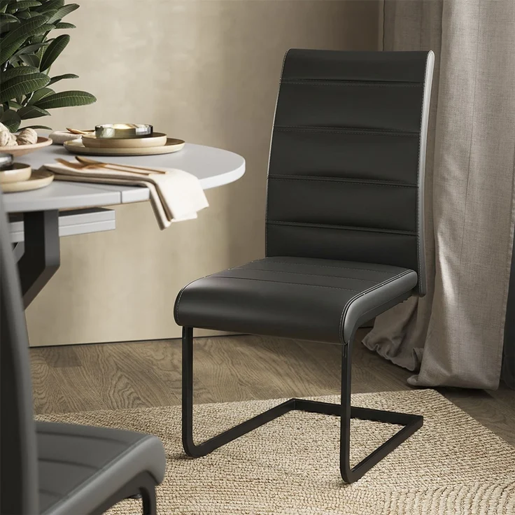 Esstisch-Set Loyd Weiß/Schwarz 120 x 120 cm mit 4 Esszimmerstühlen, Schwarz Vicco – Bild 4