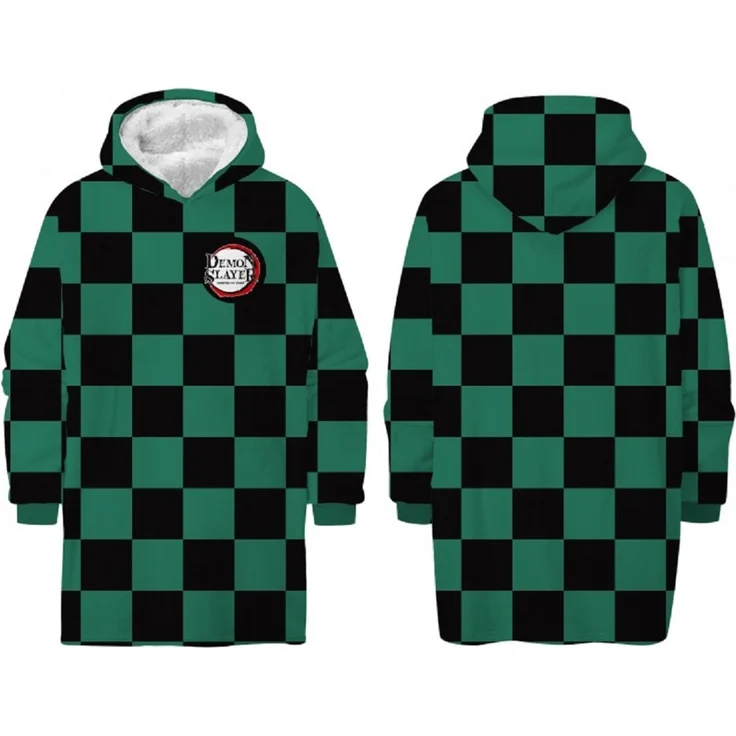 Demon Slayer Hoodie Blanket Medium 75 × 70 cm Kuscheldecke mit Ärmeln und Kapuze Oversize – Bild 2