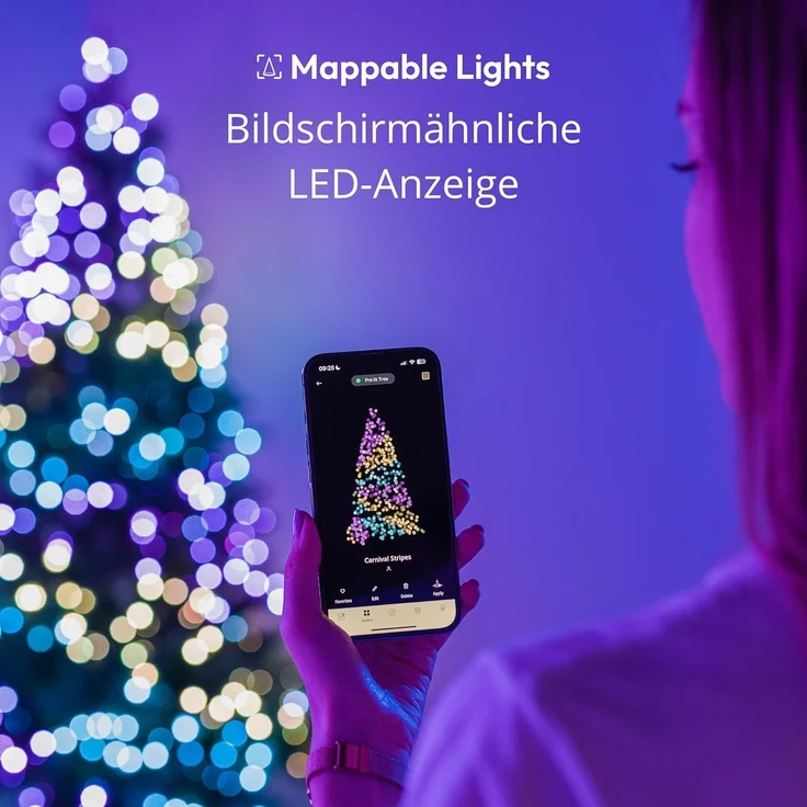 Twinkly Strings Pearls 100 LED, LED-Lichterkette in Perlenform, RGB LED-Lichter Mehrfarbig, Kompatibel mit Alexa & Google Home, Gaming-Lichter, Stromversorgung über USB-C, Grünes Kabel, 6m – Bild 4