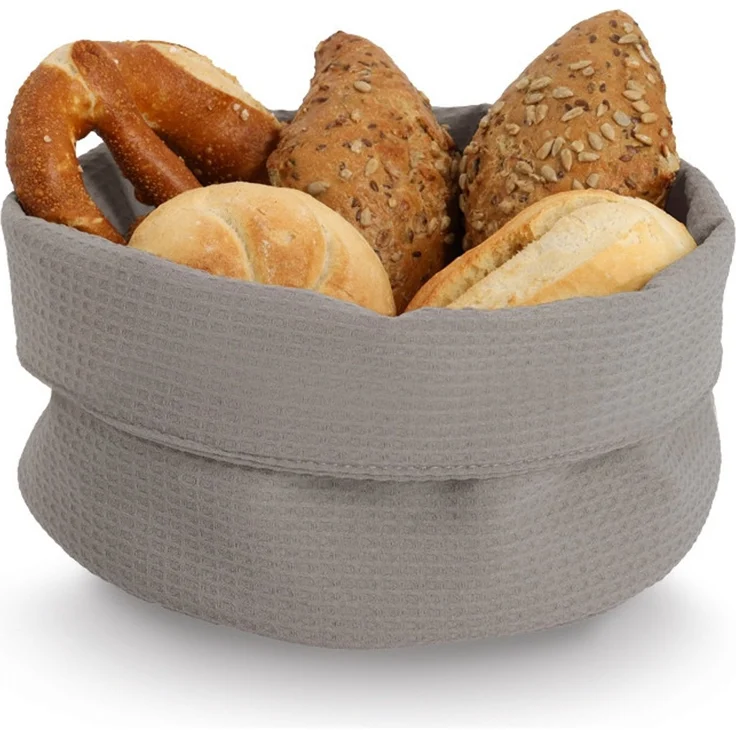 ZELLER 14535 Aufbewahrungskorb Ø 25 cm in TAUPE Waffelpiqué, Polyester / Korb – Bild 2