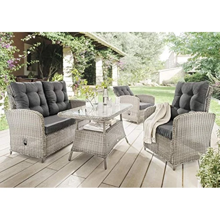 Destiny Gartentisch CASA MERANO, (120x66x77cm), Aluminium, Polyrattan – Bild 3