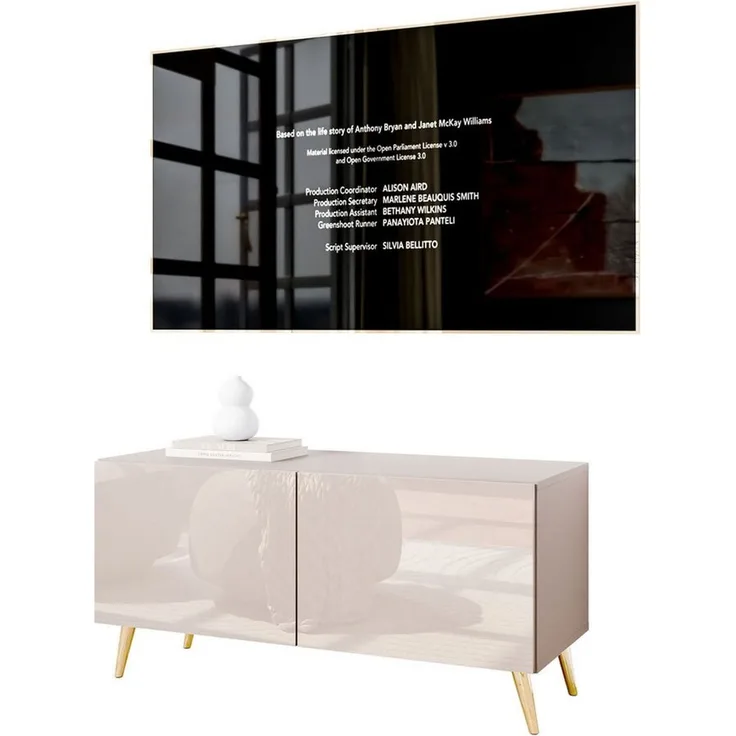 Lookway TV-Schrank COLGANTE 100 Kaschmir Hochglanz mit Metallbeinen 100x40x49 cm