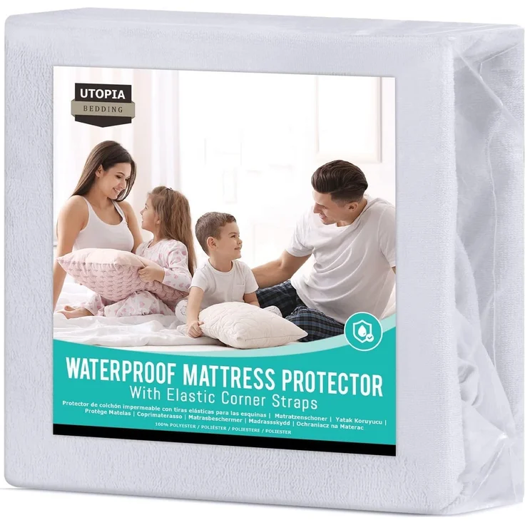Utopia Bedding Matratzenschoner 180x200 cm (2er Pack) Wasserdicht, Mit Elastisch Eckbändern, Oeko-TEX Zertifiziert Matratzenauflage Atmungsaktive, Matratzenschutz Weiß – Bild 2