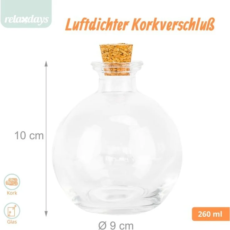 Relaxdays Glasflaschen mit Korken 6er Set – Bild 4