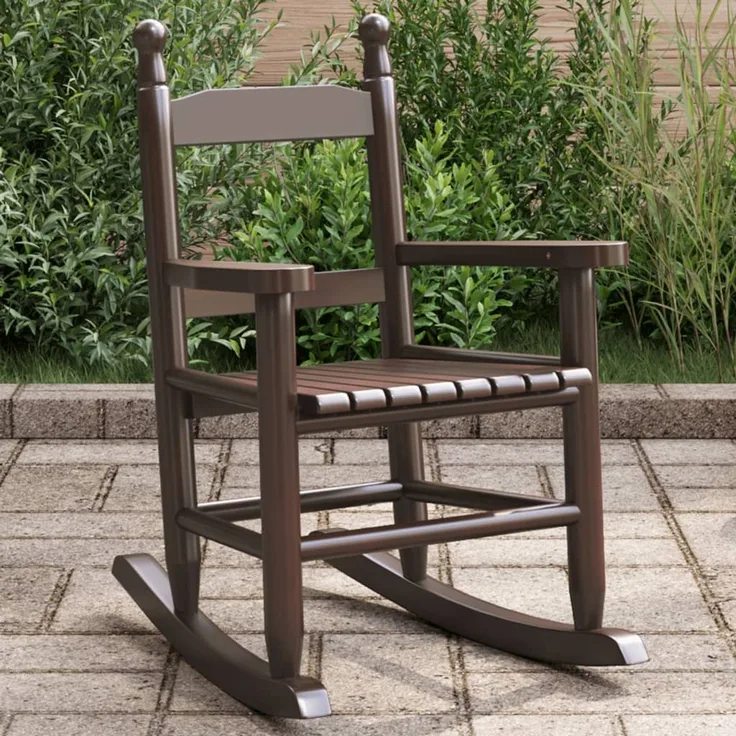 vidaXL Schaukelstuhl für Kinder Braun Massivholz Pappel 4008880