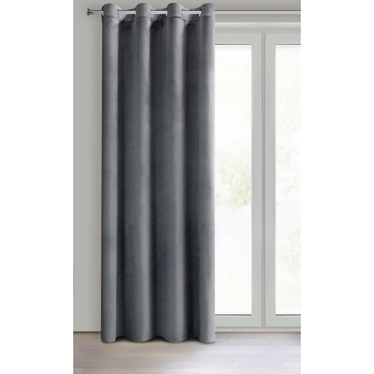 Design91 Samtvorhang, Ösen, Polyester graphit, 140x250 cm – Bild 4