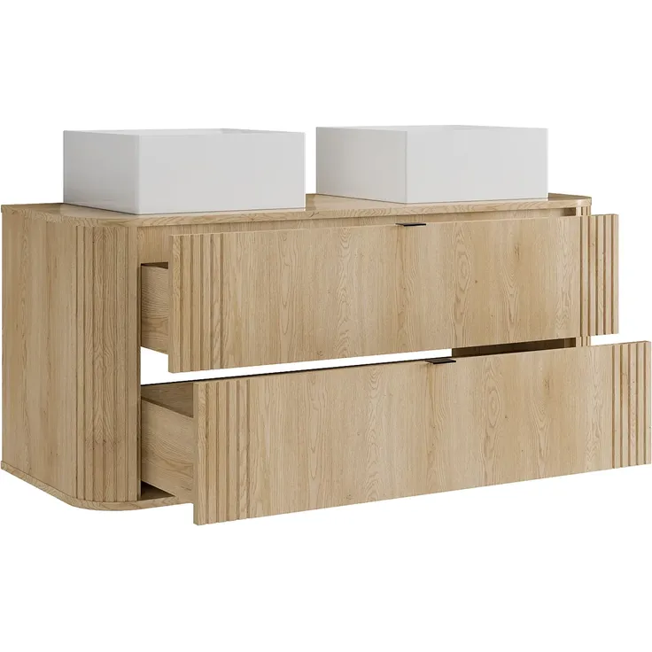 Vente-unique - FILOR Waschbeckenmöbel Holz, Platte Beige - B 46 cm x H 57 cm x L 120 cm – Bild 4