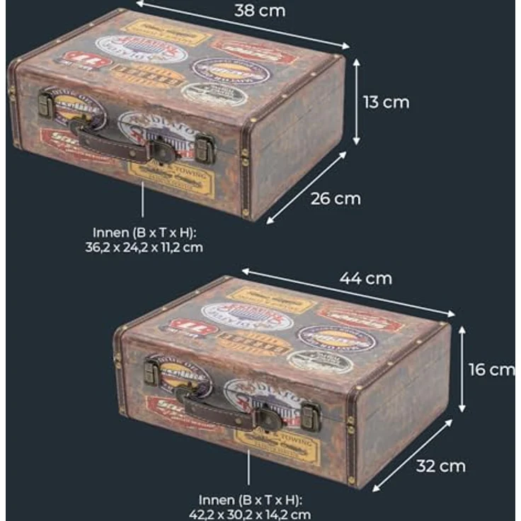 HMF Aufbewahrungsbox Handgefertigter Vintage Koffer aus Holz, Deko Koffer (versch. Größen), Geschenkkoffer im Garagen Design – Bild 6